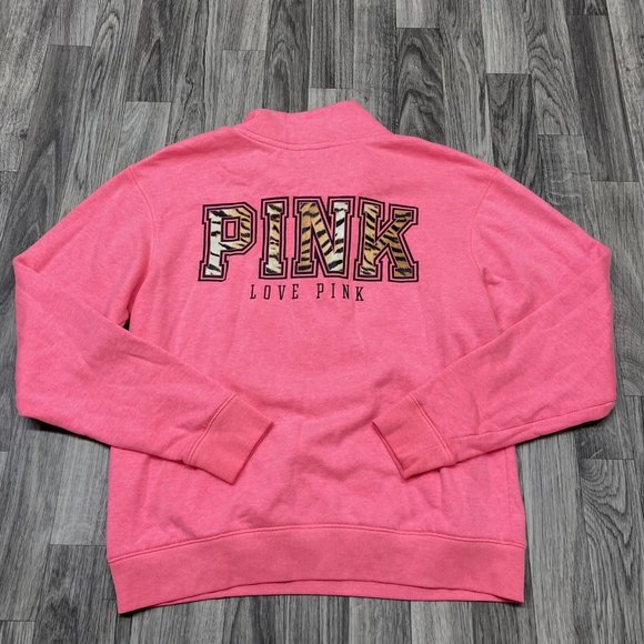 PINK VICTORIA'S SECRET Graphic Hot Pink Pullover Sweatshirt Women's Size Small - Picture 5 of 11